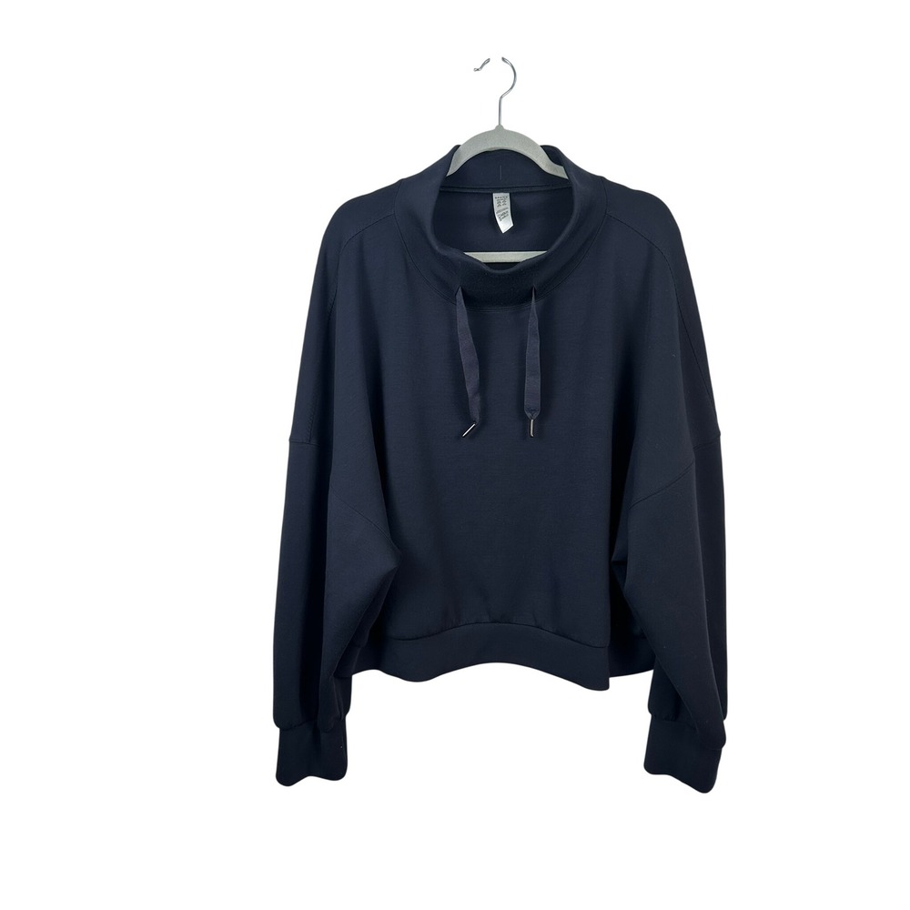Spanx AirEssentials Sweatshirt Womens 3X Navy Blue Funnel Neck Pullover 3240